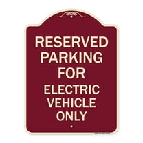 SignMission Designer Series Sign - Parking Reserved for Electric Vehicle Only | Burgundy 18" x 24" Heavy-Gauge Aluminum Architectural Sign | Protect Your Business & Municipality | Made