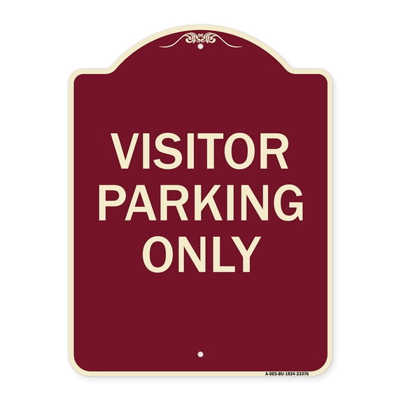 SignMission Designer Series Sign - Parking Reserved Sign Visitor Parking Only | Burgundy 18" x 24" Heavy-Gauge Aluminum Architectural Sign | Protect Your Business & Municipality | Made