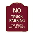 thumbnail image 1 of SignMission Designer Series Sign - Parking Restriction Sign No Truck Parking Violators Will Be Towed | Burgundy 18" x 24" Heavy-Gauge Aluminum Architectural Sign | Made in the USA, 1 of 4