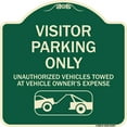 thumbnail image 1 of SignMission Designer Series Sign - Parking Restriction Sign Visitor Parking Only Unauthorized Vehicles Towed at Owner Expense with Graphic | Green & Tan 18" X 18" Heavy-Gauge Aluminum, 1 of 4