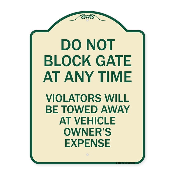SignMission Designer Series Sign - Parking Sign Do Not Block Gate at ...