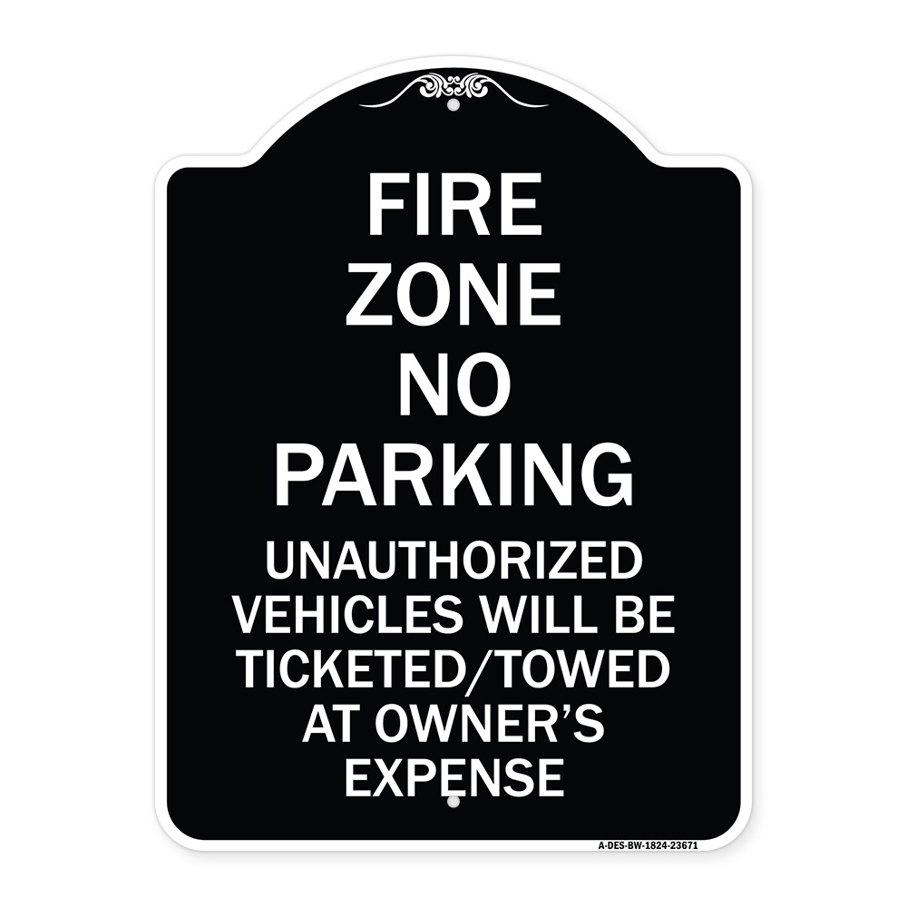 SignMission Designer Series Sign - No Parking Sign Fire Zone ...