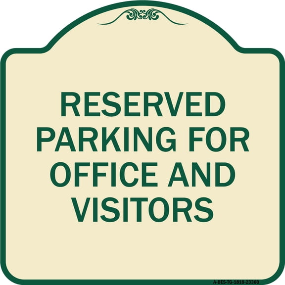 SignMission Designer Series Sign - Parking Sign Reserved Parking for Office and Visitors | Tan & Green 18" X 18" Heavy-Gauge Aluminum Architectural Sign | Made in the USA