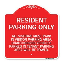 SignMission Designer Series Sign - Parking Sign Resident Parking Only | Red & White 18" X 18" Heavy-Gauge Aluminum Architectural Sign | Protect Your Business & Municipality | Made in