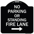 thumbnail image 1 of SignMission Designer Series Sign - No Parking or Standing Fire Lane (With Right Arrow) | Black & White 18" X 18" Heavy-Gauge Aluminum Architectural Sign | Made in the USA, 1 of 4