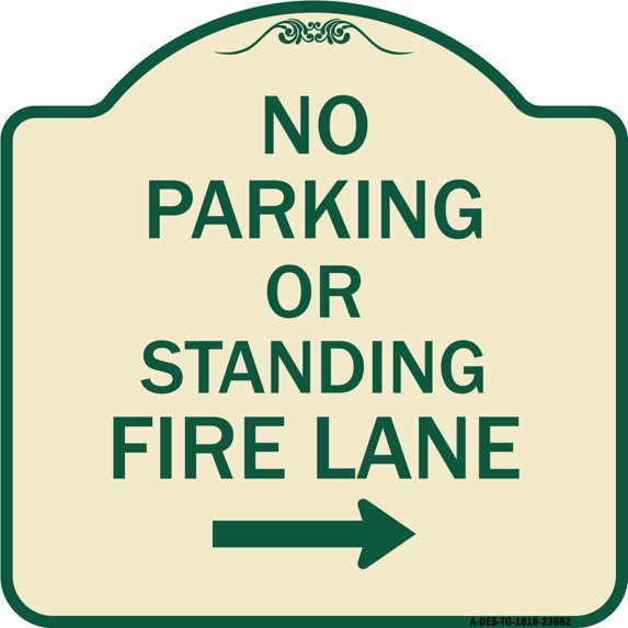SignMission Designer Series Sign - No Parking or Standing Fire Lane ...