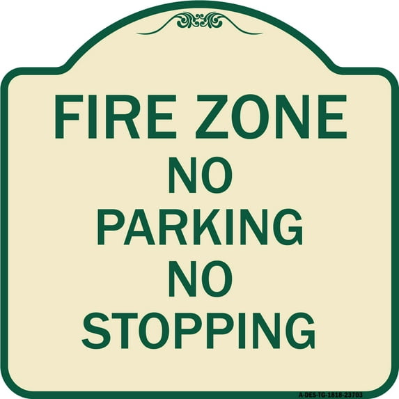 SignMission Designer Series Sign - No Parking No Stopping | Tan & Green 18" X 18" Heavy-Gauge Aluminum Architectural Sign | Protect Your Business & Municipality | Made in the USA