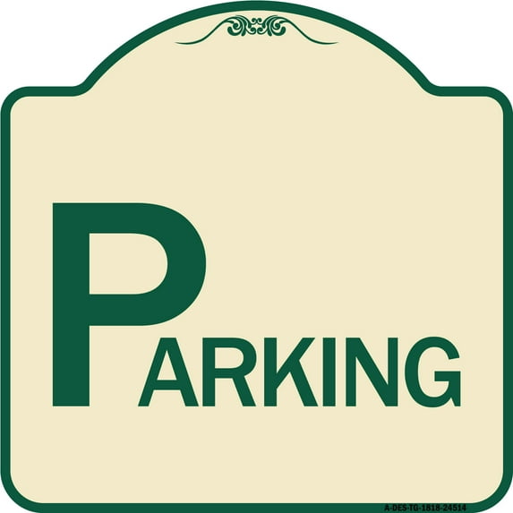 SignMission Designer Series Sign - Parking | Tan & Green 18" X 18" Heavy-Gauge Aluminum Architectural Sign | Protect Your Business & Municipality | Made in the USA