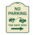 thumbnail image 1 of SignMission Designer Series Sign - No Parking Tow-Away Zone with Right Arrow | Tan & Green 18" x 24" Heavy-Gauge Aluminum Architectural Sign | Protect Your Business & Municipality |, 1 of 4