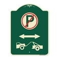 thumbnail image 1 of SignMission Designer Series Sign - No Parking - Tow Away Zone (With Graphic) | Green & Tan 18" x 24" Heavy-Gauge Aluminum Architectural Sign | Protect Your Business & Municipality |, 1 of 4
