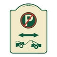 thumbnail image 1 of SignMission Designer Series Sign - No Parking - Tow Away Zone (With Graphic) | Tan & Green 18" x 24" Heavy-Gauge Aluminum Architectural Sign | Protect Your Business & Municipality |, 1 of 4