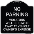 thumbnail image 1 of SignMission Designer Series Sign - No Parking Violators Towed Away at Owner's Expense | Black & Silver 18" X 18" Heavy-Gauge Aluminum Architectural Sign | Made in the USA, 1 of 4