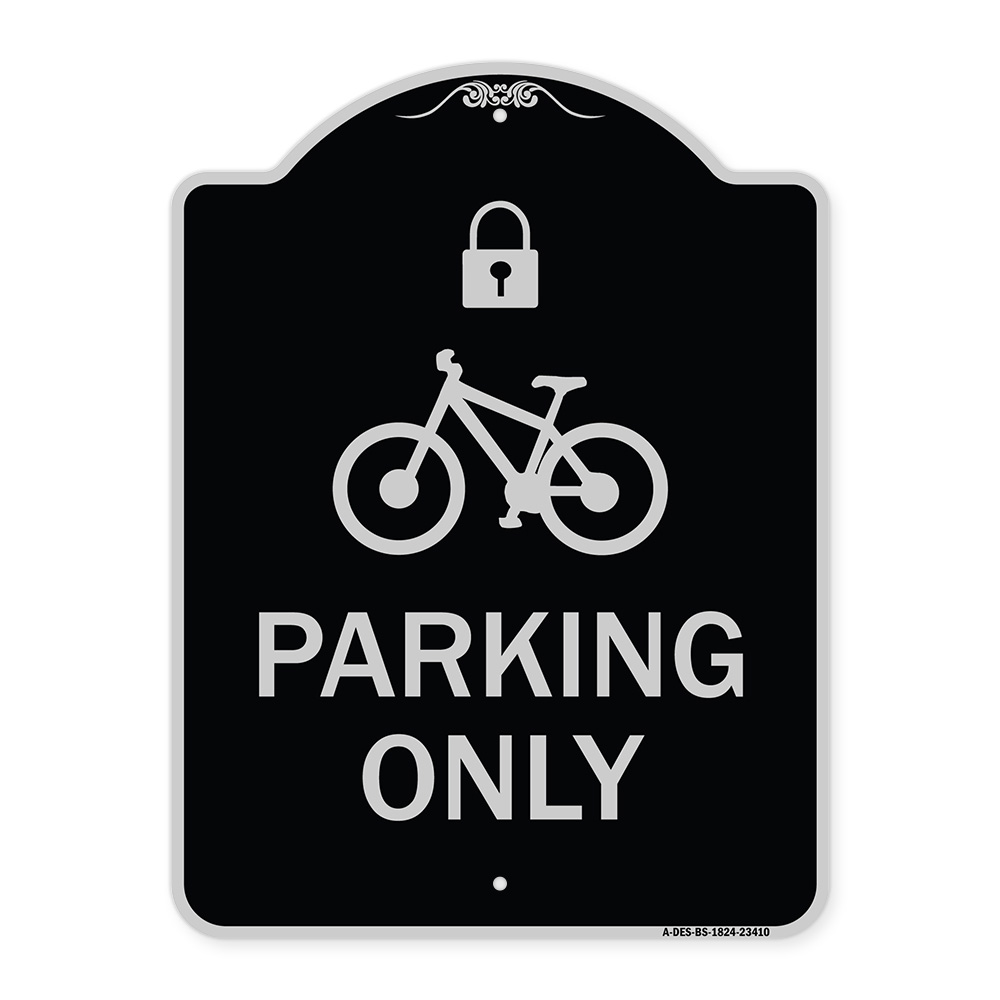 SignMission Designer Series Sign - Parking Only (With Cycle and Lock ...