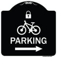 thumbnail image 1 of SignMission Designer Series Sign - Parking (With Lock Cycle & Right Arrow Symbol) | Black & White 18" X 18" Heavy-Gauge Aluminum Architectural Sign | Made in the USA, 1 of 4