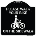 thumbnail image 1 of SignMission Designer Series Sign - Pavement Stencil Please Walk Your Bike on the Sidewalk | Black & White 18" X 18" Heavy-Gauge Aluminum Architectural Sign | Made in the USA, 1 of 4
