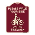 thumbnail image 1 of SignMission Designer Series Sign - Pavement Stencil Please Walk Your Bike on the Sidewalk | Burgundy 18" x 24" Heavy-Gauge Aluminum Architectural Sign | Made in the USA, 1 of 4