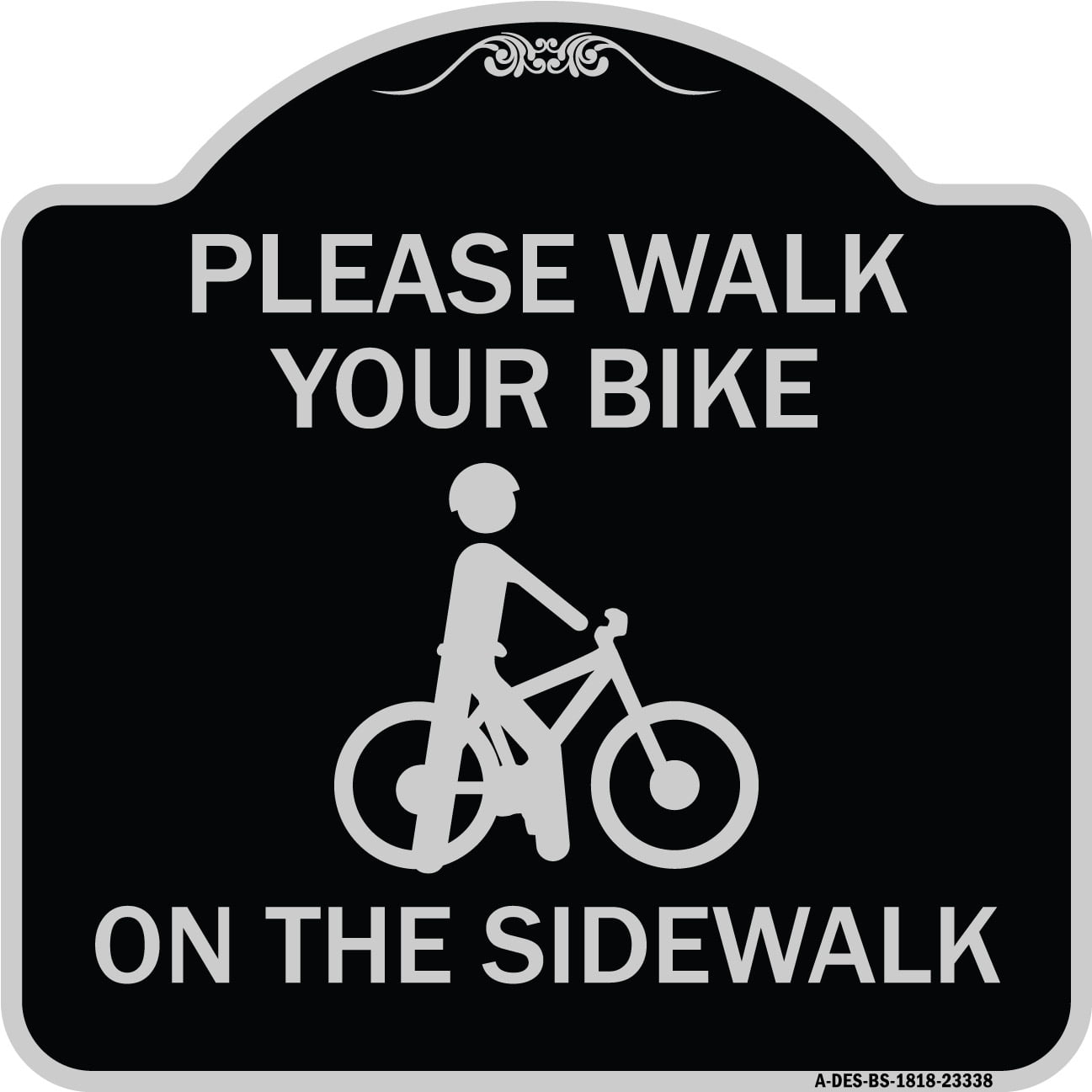 SignMission Designer Series Sign - Pavement Stencil Please Walk Your Bike on the Sidewalk ...