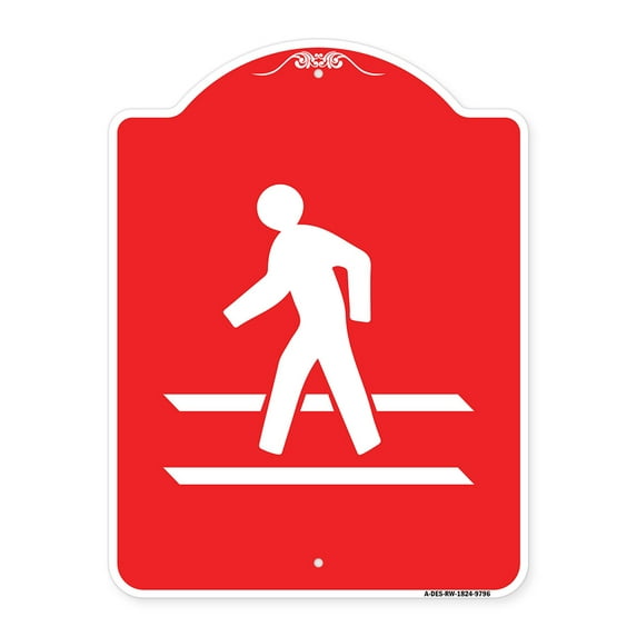 SignMission Designer Series Sign - Pedestrian Crossing | Red & White 18" x 24" Heavy-Gauge Aluminum Architectural Sign | Protect Your Business & Municipality | Made in the USA