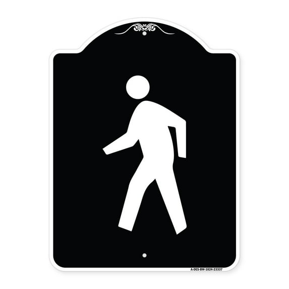 SignMission Designer Series Sign - Pedestrian Crossing Symbol | Black & White 18" x 24" Heavy-Gauge Aluminum Architectural Sign | Protect Your Business & Municipality | Made in the USA