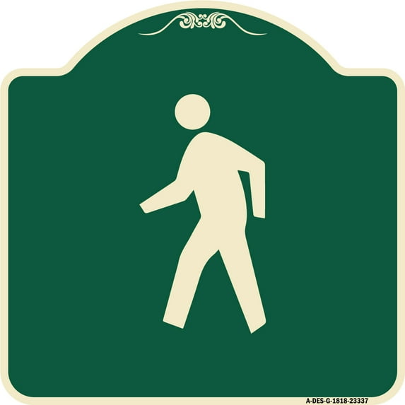 SignMission Designer Series Sign - Pedestrian Crossing Symbol | Green & Tan 18" X 18" Heavy-Gauge Aluminum Architectural Sign | Protect Your Business & Municipality | Made in the USA