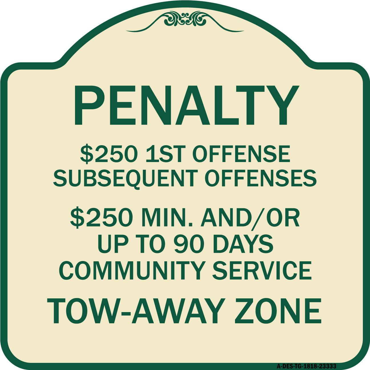SignMission Designer Series Sign - Penalty $250 1st Offense Subsequent ...