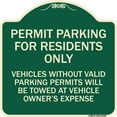 thumbnail image 1 of SignMission Designer Series Sign - Permit Parking for Residents Only Vehicles Without Valid Parking Permits Will Be Towed at Vehicle Owner's Expense | Green & Tan 18" X 18" Heavy-Gauge, 1 of 4