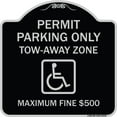 thumbnail image 1 of SignMission Designer Series Sign - Permit Parking Only Tow-Away Zone Maximum Fine | Black & Silver 18" X 18" Heavy-Gauge Aluminum Architectural Sign | Made in the USA, 1 of 4