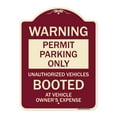 thumbnail image 1 of SignMission Designer Series Sign - Permit Parking Only Unauthorized Vehicles Booted at Vehicle Owner's Expense | Burgundy 18" x 24" Heavy-Gauge Aluminum Architectural Sign | Made in the, 1 of 4