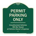 thumbnail image 1 of SignMission A-DES-G-1818-9795 18 x 18 in. Green Designer Series Sign - Permit Parking Only Unauthorized Vehicles, 1 of 4