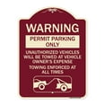 thumbnail image 1 of SignMission Designer Series Sign - Permit Parking Only Unauthorized Vehicles Will Be Towed at Vehicle Owner's Expense Towing Enforced | Burgundy 18" x 24" Heavy-Gauge Aluminum, 1 of 4