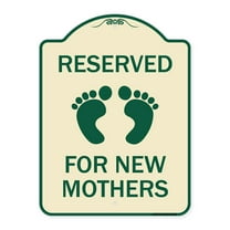 SignMission Designer Series Sign - Pink Reserved Parking for New Mothers | Tan & Green 18" x 24" Heavy-Gauge Aluminum Architectural Sign | Protect Your Business & Municipality | Made in