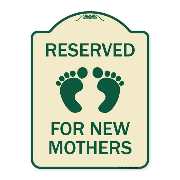 SignMission Designer Series Sign - Pink Reserved Parking for New Mothers | Tan & Green 18" x 24" Heavy-Gauge Aluminum Architectural Sign | Protect Your Business & Municipality | Made in