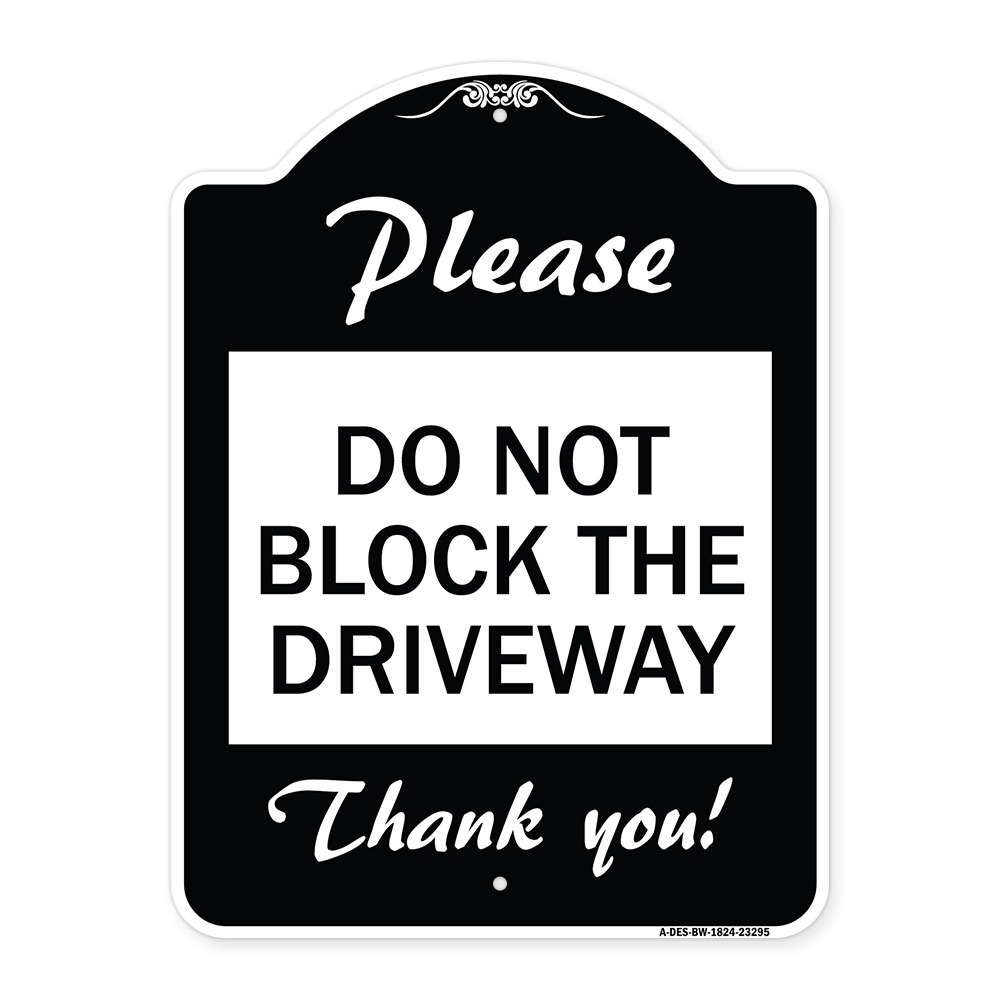 Afuven – Confezione Da 2 Cartelli "Please Do Not Block The Driveway Thank You" – 25x18 Cm – Alluminio Riflettente Con Fori – Antiruggine Per Esterni