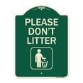 thumbnail image 1 of SignMission A-DES-G-1824-9936 Designer Series Sign - Please Dont Litter, 1 of 4