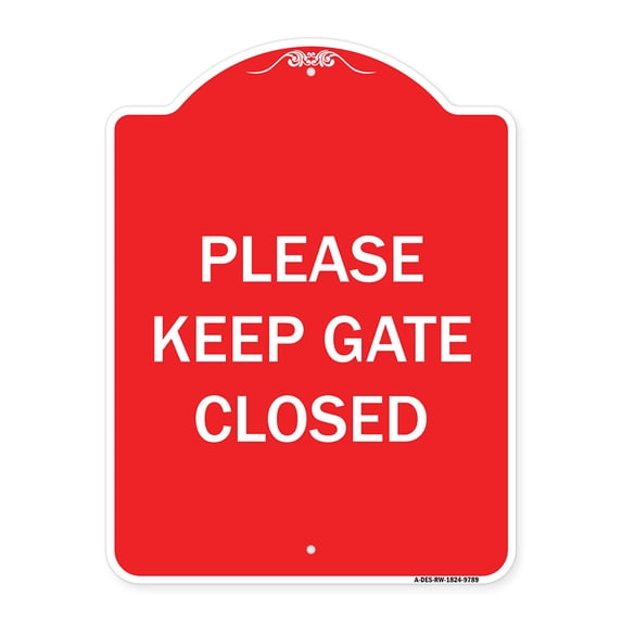 SignMission Designer Series Sign - Please Keep Gate Closedplease Keep Gate Closed | Red & White 18" x 24" Heavy-Gauge Aluminum Architectural Sign | Made in the USA
