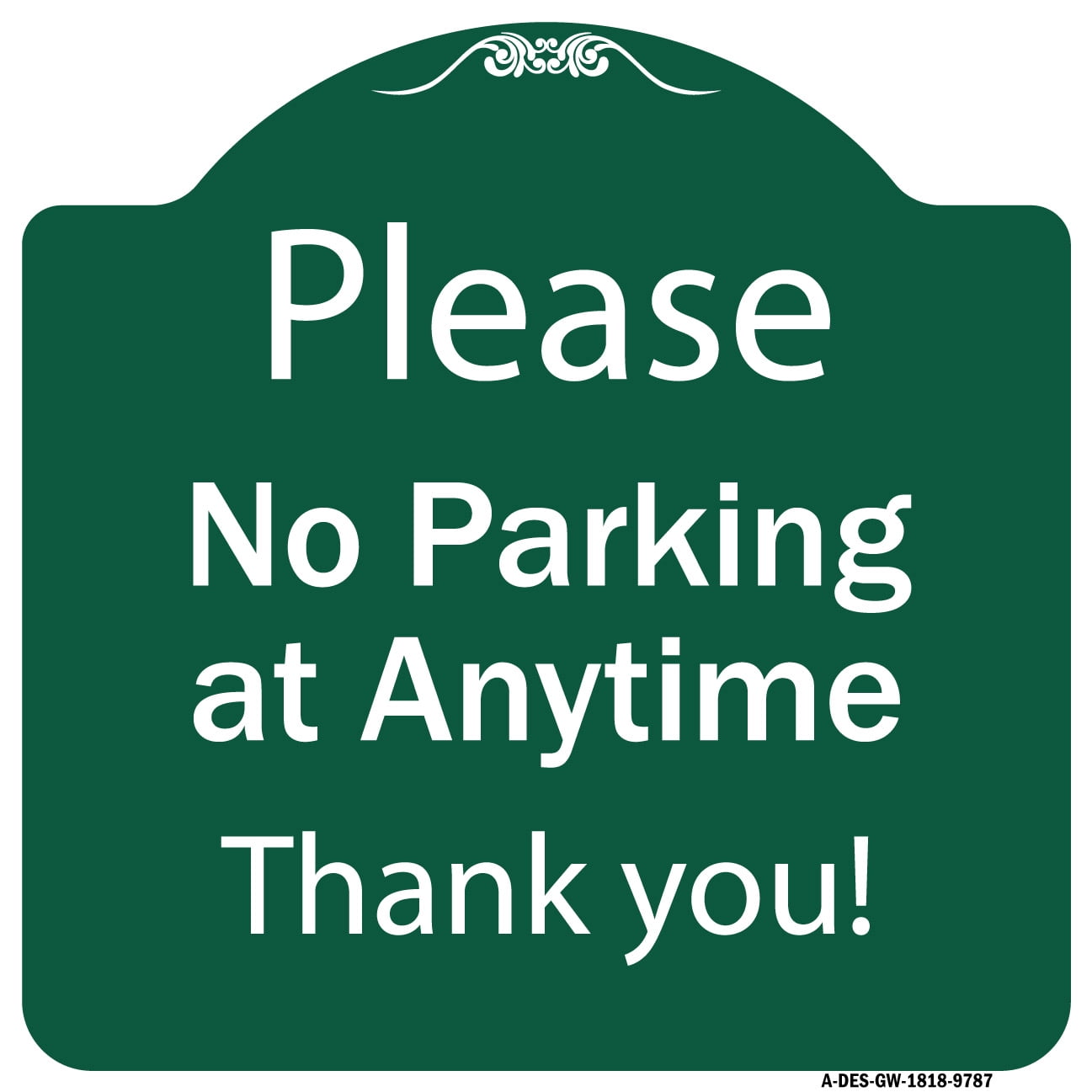 SignMission Designer Series Sign - Please No Parking At Anytime | Green ...