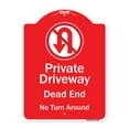 thumbnail image 1 of SignMission Designer Series Sign - Private Driveway Dead End No Turn Around With Symbol | Red & White 18" x 24" Heavy-Gauge Aluminum Architectural Sign | Made in the USA, 1 of 4