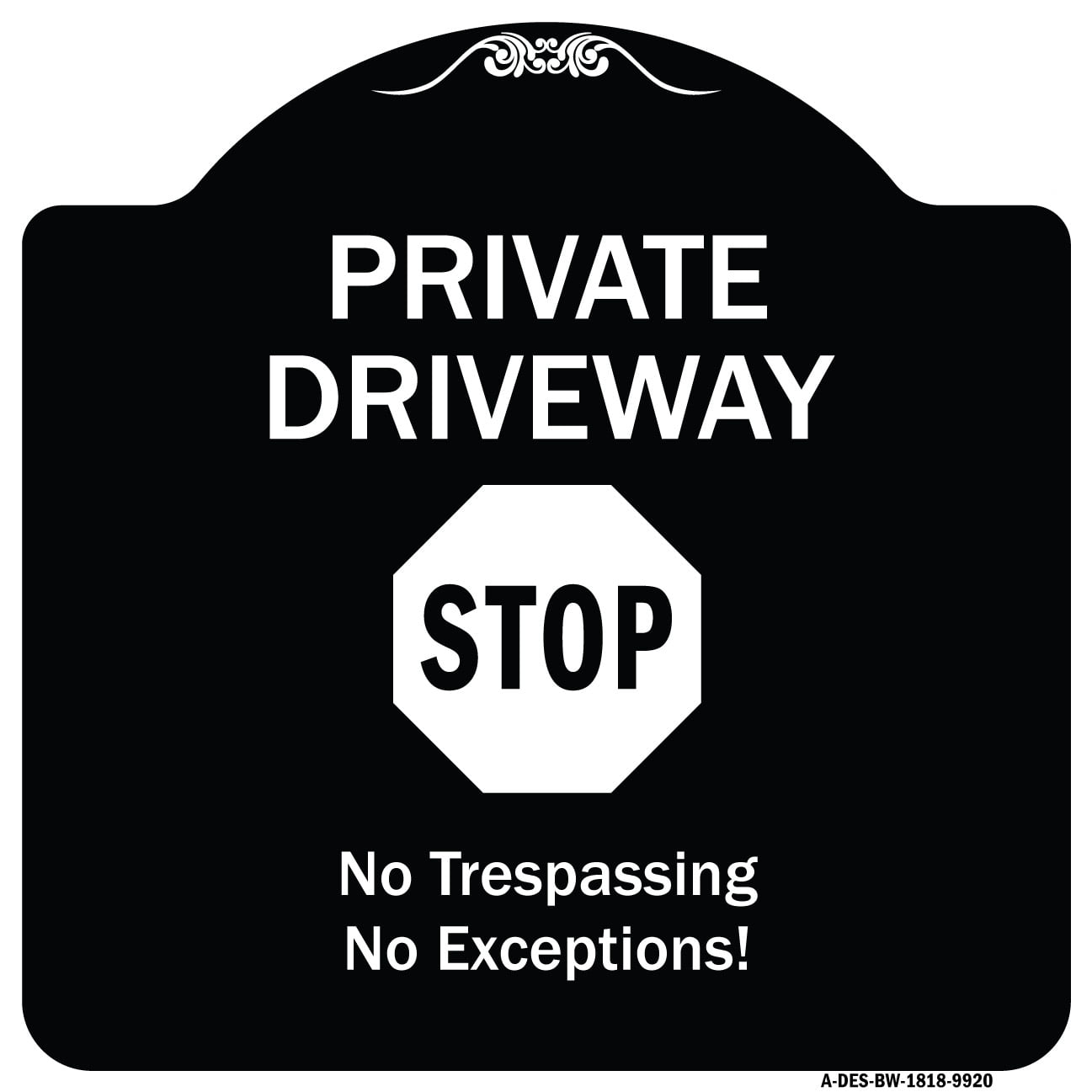 SignMission Designer Series Sign - Private Driveway, Stop | Black ...