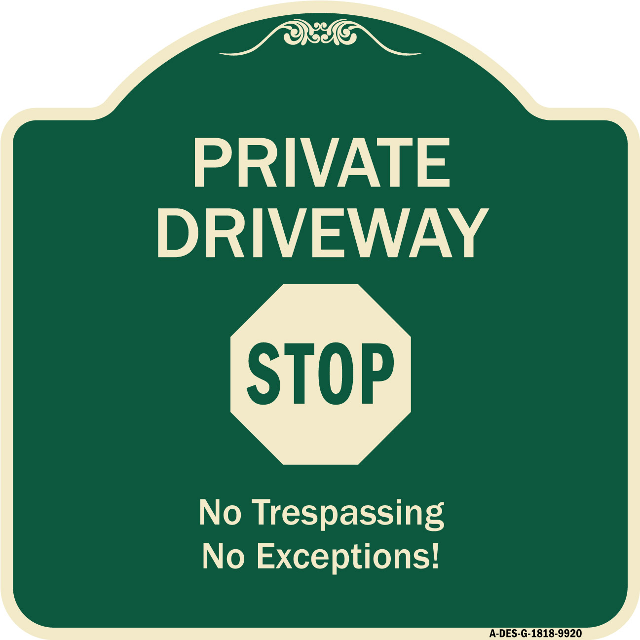 SignMission Designer Series Sign - Private Driveway, Stop | Green & Tan ...