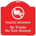 thumbnail image 1 of SignMission Designer Series Sign - Private Driveway. No Trucks No Turnaround | Red & White 18" X 18" Heavy-Gauge Aluminum Architectural Sign | Protect Your Business & Municipality |, 1 of 4