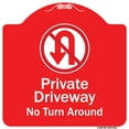 thumbnail image 1 of SignMission Designer Series Sign - Private Driveway No Turn Around With Symbol | Red & White 18" X 18" Heavy-Gauge Aluminum Architectural Sign | Made in the USA, 1 of 4