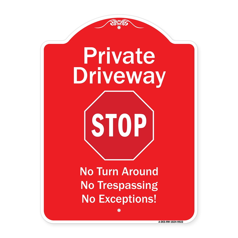 SignMission Designer Series Sign - Private Driveway No Turn Around Or ...