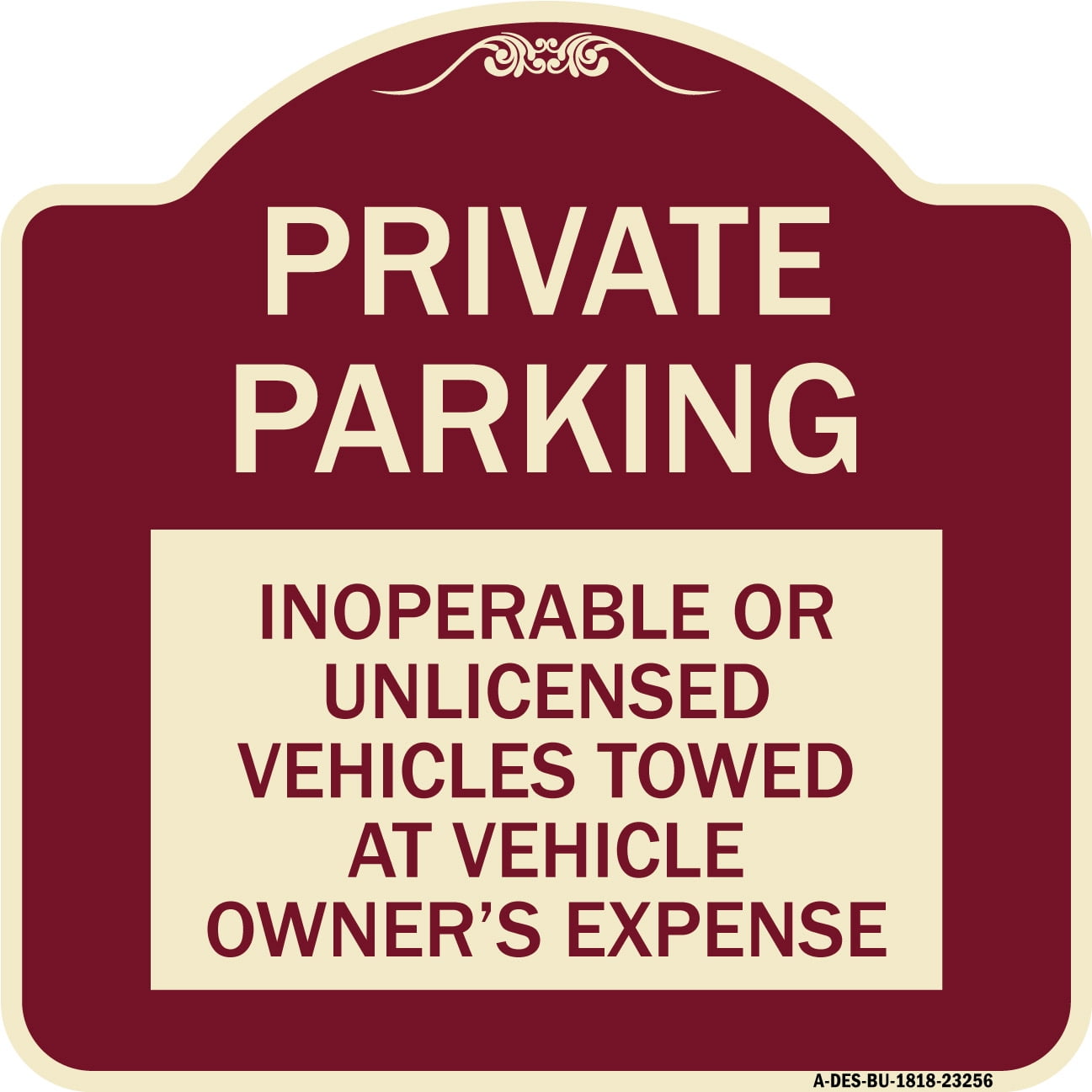 SignMission Designer Series Sign - Private Parking Inoperable or ...