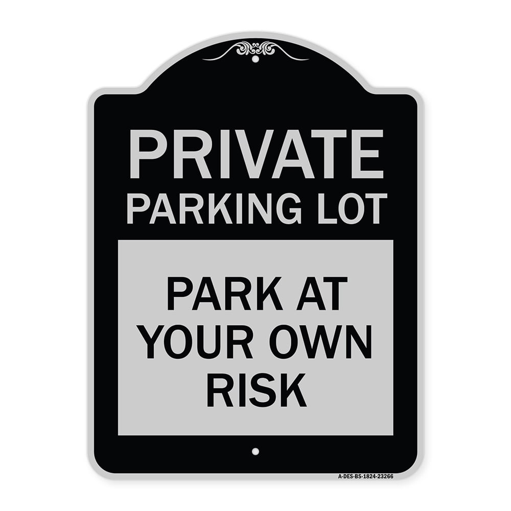 SignMission Designer Series Sign - Private Parking Lot | Black & Silver ...