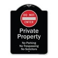 thumbnail image 1 of SignMission A-DES-BS-1824-9915 18 x 24 in. Designer Series Sign - Private Property No Parking Trespassing or Solicitors with Do Not Enter Symbol, Black & Silver, 1 of 4