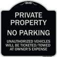 thumbnail image 1 of SignMission Designer Series Sign - Private Property No Parking Unauthorized Vehicles Will Be Ticketed Towed at Owner's Expense (Reflective Aluminum) | Black & Silver 18" X 18", 1 of 4
