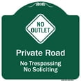 thumbnail image 1 of SignMission Designer Series Sign - Private Road No Trespassing Or Soliciting With No Outlet Symbol | Green & White 18" X 18" Heavy-Gauge Aluminum Architectural Sign | Made in the USA, 1 of 4