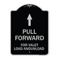 thumbnail image 1 of SignMission Designer Series Sign - Pull Forward for Valet Load and Unload (With Up Arrow) | Black & Silver 18" x 24" Heavy-Gauge Aluminum Architectural Sign | Made in the USA, 1 of 4