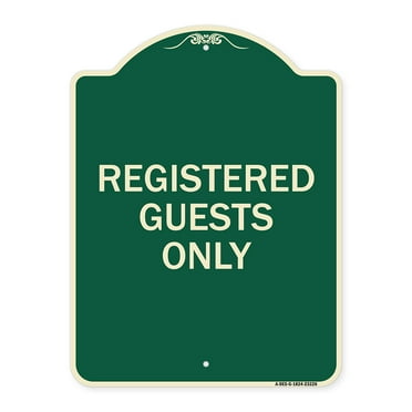 SignMission Designer Series Sign - Registered Guests Only | Green & Tan 18" x 24" Heavy-Gauge Aluminum Architectural Sign | Protect Your Business & Municipality | Made in the USA