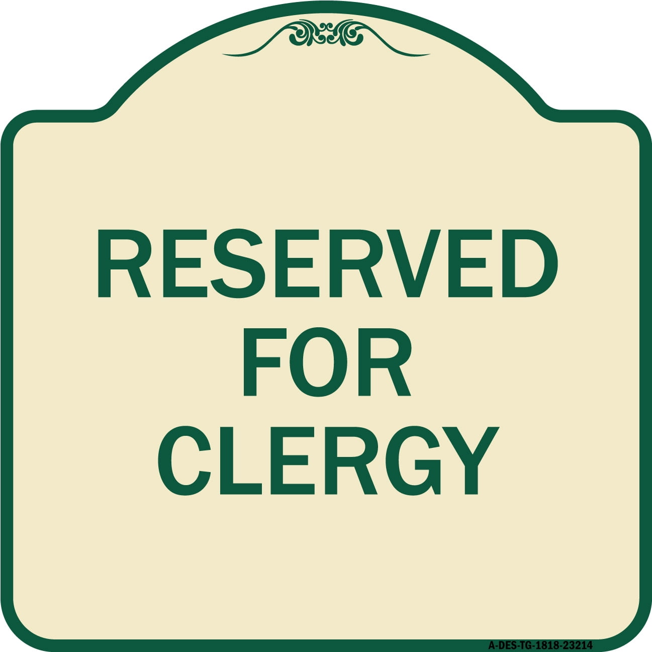 SignMission Designer Series Sign - Reserved for Clergy | Tan & Green 18 ...